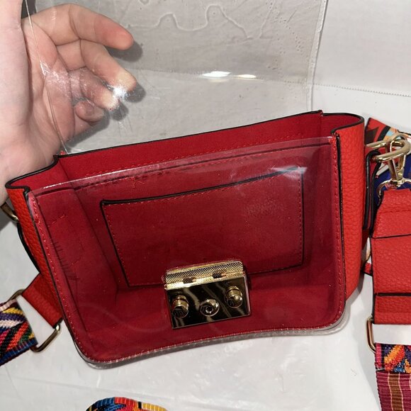 Clear Crossbody Purse With Adjustable Southwest Pattern Strap & Aztec Design - Picture 3 of 4